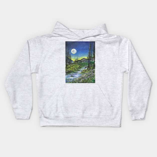 river under the moonlight Kids Hoodie by Sangeetacs